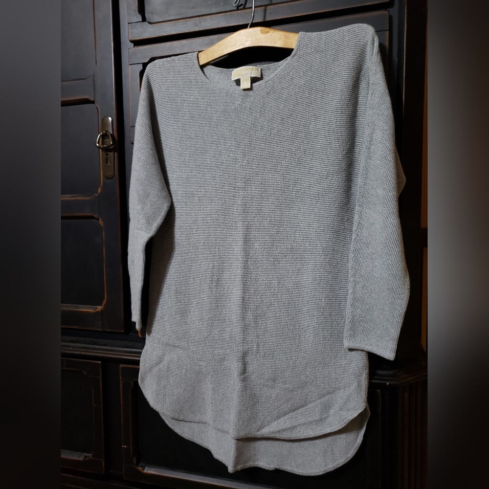 Michael Kors Gray Textured Crew Neck Sweater